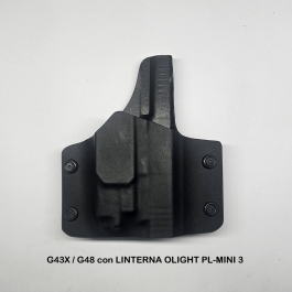 FUNDA OWB GLOCK 43X+LINTERNA OLIGHT PL3 MINI ELEGANT KYDEX EXTERIOR