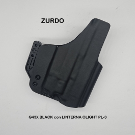 FUNDA IWB GLOCK 43X+LINTERNA OLIGHT PL3 MINI ELEGANT KYDEX INTERIOR ZURZO