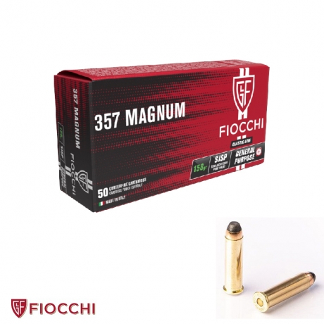 MUNICION FIOCCHI CALIBRE 357 MAGNUM LINEA CLASICA SJSP 158 GR